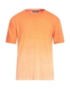 Daniele Fiesoli Man T-shirt Orange Size L Linen, Elastane