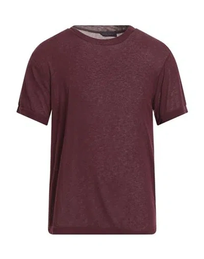 Daniele Fiesoli Man T-shirt Plum Size L Viscose, Nylon, Cashmere, Elastane
