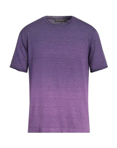 Daniele Fiesoli Man T-shirt Purple Size L Linen, Elastane