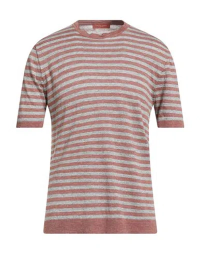 Daniele Fiesoli Man T-shirt Rust Size L Linen In Red