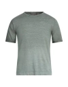 Daniele Fiesoli Man T-shirt Sage Green Size L Linen, Elastane In Sage Green