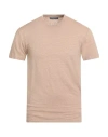 Daniele Fiesoli Man T-shirt Sand Size M Linen, Elastane In Brown