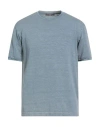 Daniele Fiesoli Man T-shirt Slate Blue Size Xxl Linen, Elastane