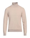 Daniele Fiesoli Man Turtleneck Sand Size L Merino Wool