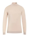 Daniele Fiesoli Man Turtleneck Sand Size L Merino Wool In Beige