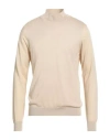 Daniele Fiesoli Man Turtleneck Beige Size L Merino Wool, Silk In Pink