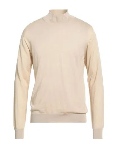 Daniele Fiesoli Man Turtleneck Beige Size L Merino Wool, Silk In Pink