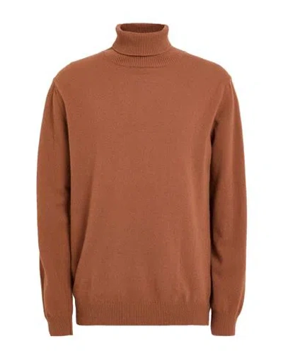 Daniele Fiesoli Man Turtleneck Brown Size Xxl Merino Wool, Cashmere