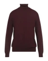 Daniele Fiesoli Man Turtleneck Burgundy Size Xxl Merino Wool In Brown
