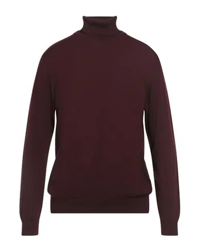 Daniele Fiesoli Man Turtleneck Burgundy Size Xxl Merino Wool In Brown