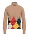 Daniele Fiesoli Man Turtleneck Camel Size L Wool, Cashmere