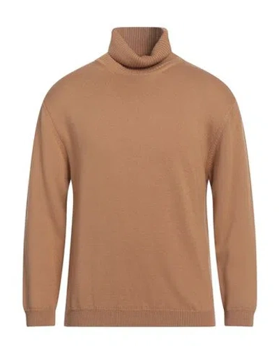 Daniele Fiesoli Man Turtleneck Camel Size M Virgin Wool