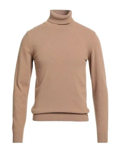 Daniele Fiesoli Man Turtleneck Camel Size S Wool, Cashmere In Brown
