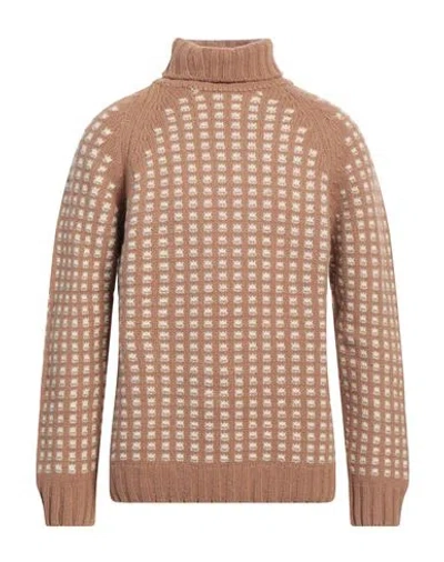 Daniele Fiesoli Man Turtleneck Camel Size Xl Baby Alpaca Wool, Merino Wool