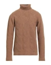 Daniele Fiesoli Man Turtleneck Camel Size Xxl Geelong Wool In Brown