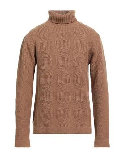 Daniele Fiesoli Man Turtleneck Camel Size Xxl Geelong Wool In Brown