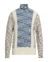 Daniele Fiesoli Man Turtleneck Cream Size L Merino Wool, Polyamide, Recycled Nylon