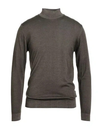Daniele Fiesoli Man Turtleneck Dark Brown Size L Merino Wool