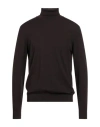 Daniele Fiesoli Man Turtleneck Dark Brown Size L Merino Wool