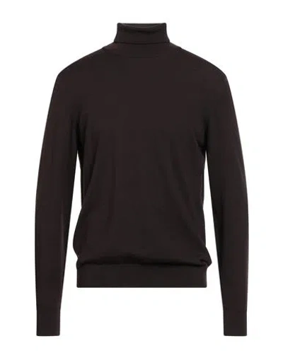 DANIELE FIESOLI DANIELE FIESOLI MAN TURTLENECK DARK BROWN SIZE L MERINO WOOL