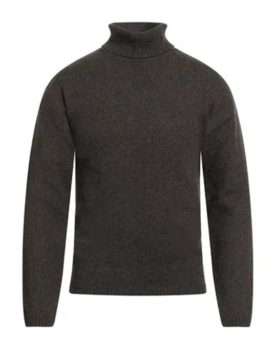 Daniele Fiesoli Man Turtleneck Dark Brown Size S Merino Wool