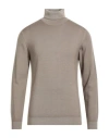 Daniele Fiesoli Man Turtleneck Khaki Size L Merino Wool In Brown