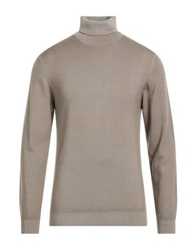 Daniele Fiesoli Man Turtleneck Khaki Size L Merino Wool In Beige