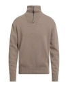 Daniele Fiesoli Man Turtleneck Light Brown Size L Merino Wool, Polyamide