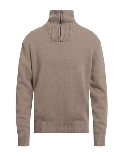 Daniele Fiesoli Man Turtleneck Light Brown Size L Merino Wool, Polyamide