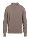 Daniele Fiesoli Man Turtleneck Light Brown Size L Merino Wool, Polyamide