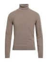 Daniele Fiesoli Man Turtleneck Light Brown Size M Merino Wool, Cashmere