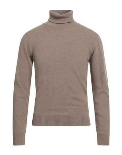 Daniele Fiesoli Man Turtleneck Light Brown Size M Merino Wool, Cashmere In Neutral