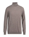 Daniele Fiesoli Man Turtleneck Light Brown Size L Merino Wool In Beige