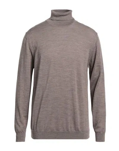Daniele Fiesoli Man Turtleneck Light Brown Size L Merino Wool In Beige
