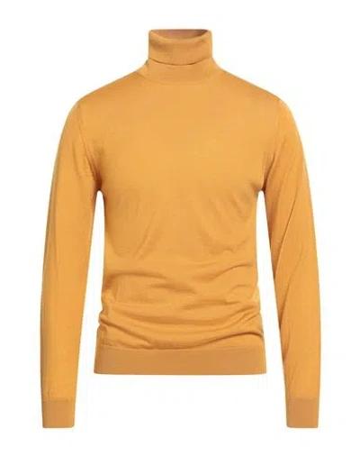 Daniele Fiesoli Man Turtleneck Mandarin Size L Merino Wool In Orange