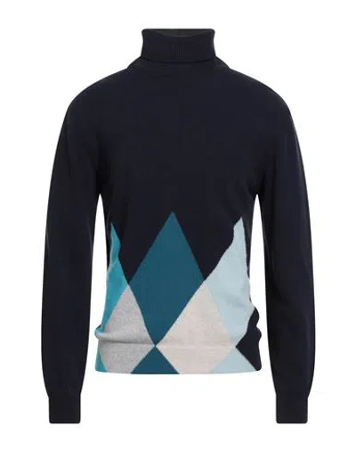 Daniele Fiesoli Man Turtleneck Midnight Blue Size L Wool, Cashmere