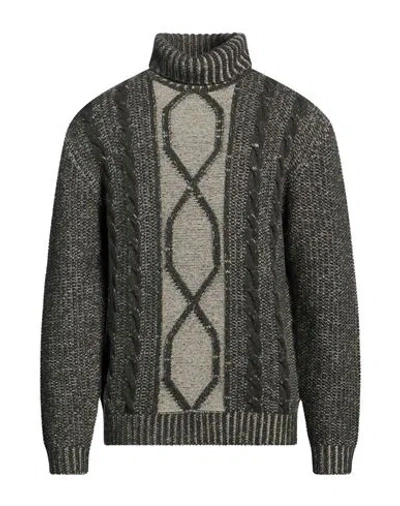 Daniele Fiesoli Man Turtleneck Military Green Size Xl Baby Alpaca Wool, Wool, Polyamide In Green