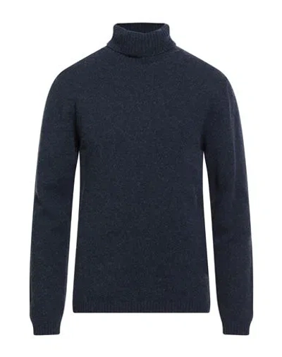 Daniele Fiesoli Man Turtleneck Navy Size L Merino Wool In Blue