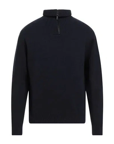 Daniele Fiesoli Man Turtleneck Navy Size L Merino Wool, Polyamide In Black