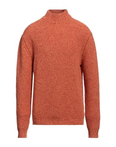 Daniele Fiesoli Man Turtleneck Orange Size Xl Merino Wool, Polyamide In Red