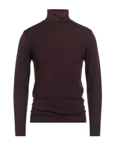 Daniele Fiesoli Man Turtleneck Plum Size M Merino Wool In Burgundy