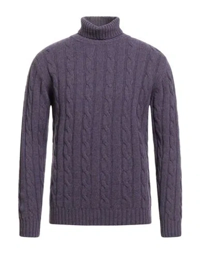 Daniele Fiesoli Man Turtleneck Purple Size L Merino Wool