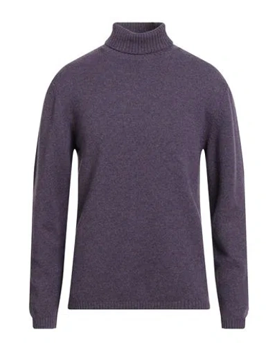 Daniele Fiesoli Man Turtleneck Purple Size L Merino Wool