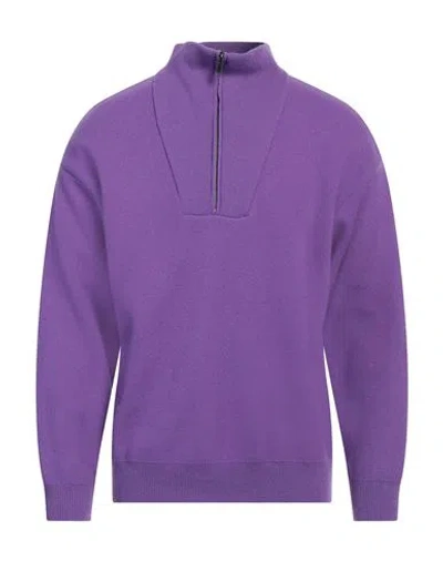 Daniele Fiesoli Man Turtleneck Purple Size M Merino Wool, Polyamide In Purple