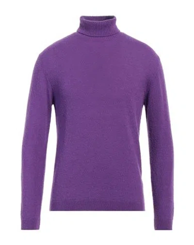 Daniele Fiesoli Man Turtleneck Purple Size L Merino Wool, Polyamide, Cashmere