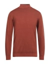 Daniele Fiesoli Man Turtleneck Rust Size L Merino Wool In Red