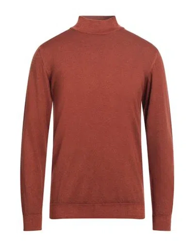 Daniele Fiesoli Man Turtleneck Rust Size L Merino Wool In Red