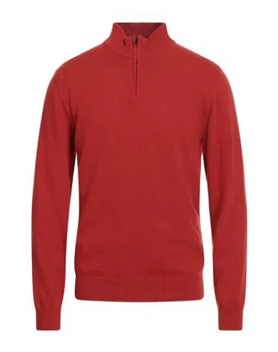 Daniele Fiesoli Man Turtleneck Rust Size L Wool, Cashmere In Red