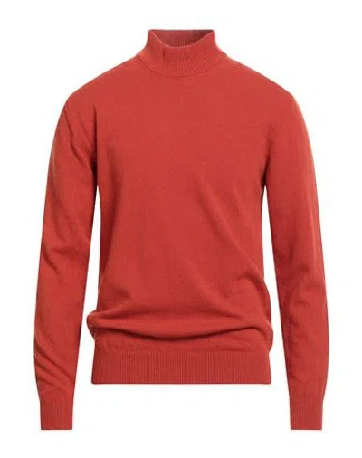 Daniele Fiesoli Man Turtleneck Rust Size L Wool, Cashmere