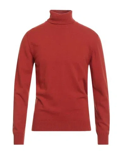 Daniele Fiesoli Man Turtleneck Rust Size L Wool, Cashmere In Burgundy